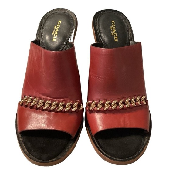 Coach Shoes - Coach‎ vintage Kylie leather chain detail chunky sandals 9.5 B